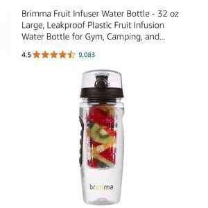 5/$30 Brimma Leak Proof Fruit Infuser Water Bottle 32 oz New In Box! Great gift!